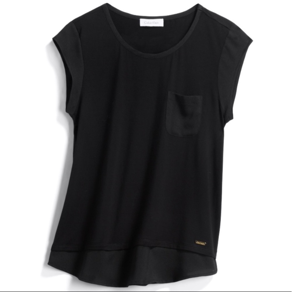 Calvin Klein Parnetta Mixed Media 1 Pocket Top